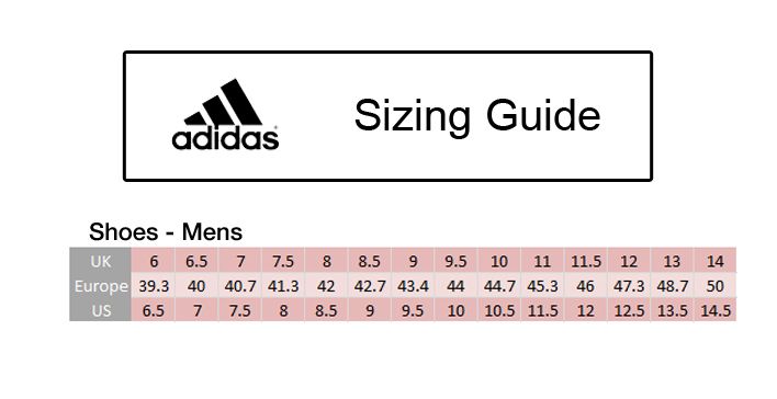 adidas golf size guide